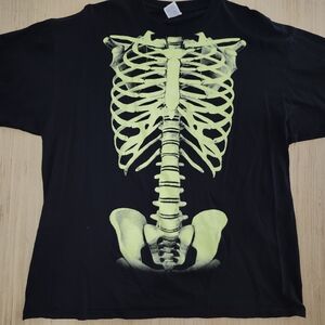 Black T-Shirt with Neon Skeleton Print